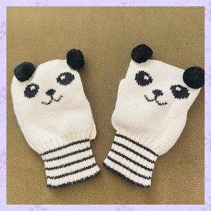 Adult Size Panda fingerless mittens